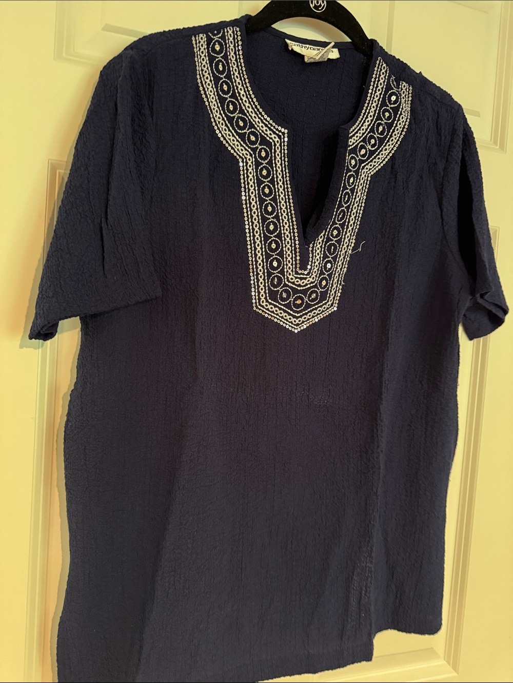 Cathy Daniels Navy Blue Embroidered Tunic